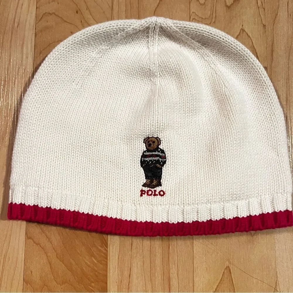Ralph Lauren Polo Bear Motif Knit Beanie Girls 2T-4T